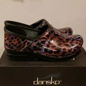 Dansko Professional Leopard Patent Clogs